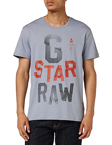 G-STAR RAW Wrinkled Letters T-shirt męski, Szary (Dim Grey D24693-336-3885), L