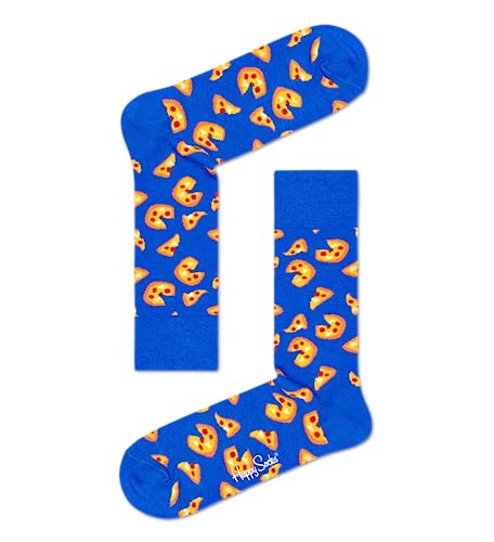 Happy Socks Pizza, kolorowe i zabawne, Skarpety dla kobiet i mężczyzn, Niebieski-Pomarańczowy (41-46)