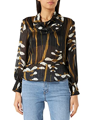 Sisley Damska bluza 5Y83LQ02W, czarna z uszami, Floreal Fantasy 73V, XS