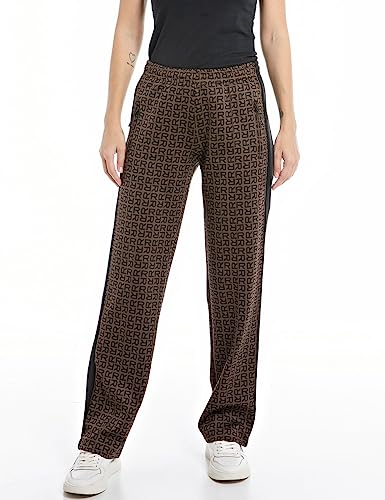 Replay Damskie spodnie do biegania Comfort Fit, 010 brązowy/czarny, XXS