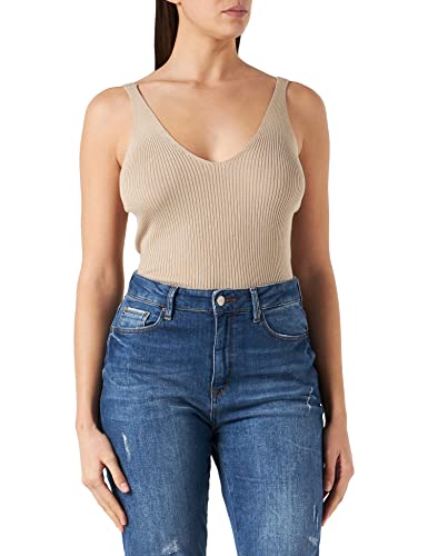 Urban Classics Damska koszulka z dzianiny prążkowanej, Lighttaupe, 4XL