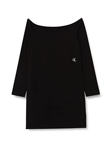 Calvin Klein Damska sukienka Bardot Bodycon, Ck Black, 3XL, Ck czarny, 3XL