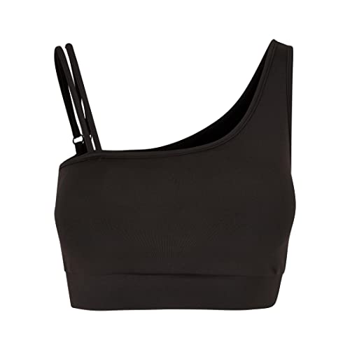 Urban Classics Top Asymetryczny Damski, Top Asymetryczny Wykonany Z Materiału Recyklingowego, Dostępny Również Dla Duży Rozmiar, Rozmiar Xs Do 5Xl, Czarny, 3XL EU