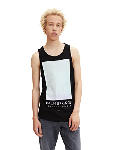 TOM TAILOR Denim Męskie Tank top z nadrukiem fotograficznym 1031172, 29999 - Black, M