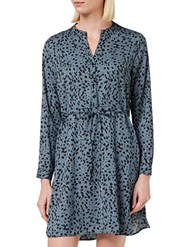 ONLY Damska bluzka Onlcory L/S z dekoltem w serek WVN Noos, Niebieski indygo/Aop:black Leo, M