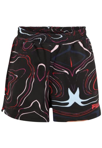 FILA Dziewczęce szorty Spirano AOP, Black Colour Waves Aop, 134/140 cm