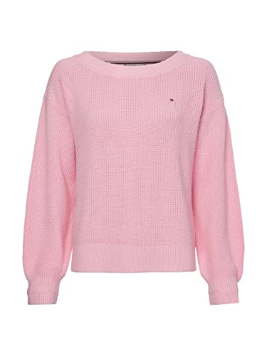 Tommy Hilfiger Damski sweter z dzianiny w łódce z bawełny prążkowanej, klasyczny różowy, XL
