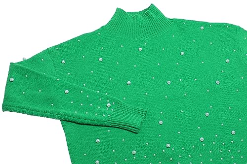 faina Damski sweter z cekinami, elegancki sweter akrylowy zielony rozmiar XS/S, zielony, XS
