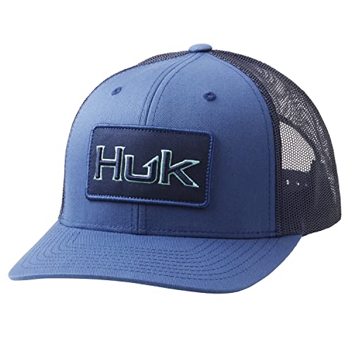 HUK Męska czapka typu trucker z daszkiem antyodblaskowa czapka wędkarska, Pogrubiona łata - Sargasso Sea, Rozmiar uniwersalny