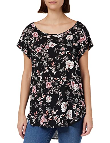 ONLY Women's Onlnova Life S/S TOP PTM T-Shirt, Black/AOP: 340 Darlene Bloom, 34