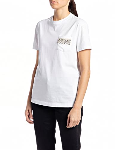 REPLAY Damska koszulka W3714, 001 Optical White, L, 001 Optical White, L