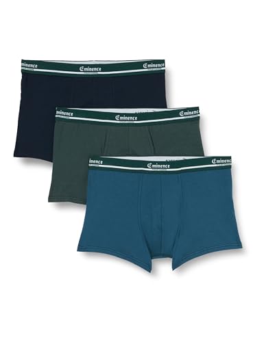 EMINENCE - Zestaw 3 bokserów męskich dżentelmenów, Granatowy/Zielony/Niebieski, M
