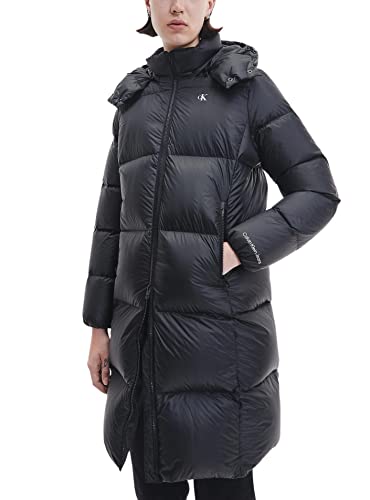 Calvin Klein Jeans Damskie Ck Mw puchowe długie puchowe płaszcze puchowe, Ck czarny, L