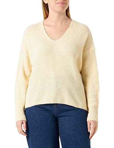 United Colors of Benetton Damski sweter z dekoltem w serek M/L 1068d400n, żółty 684, S