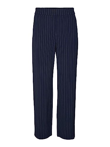 VERO MODA Vmcookielis Hr Wide Pinstripe Pant Boo spodnie damskie, Navy Blazer/Stripes: brzoza, (XS) W / 30L