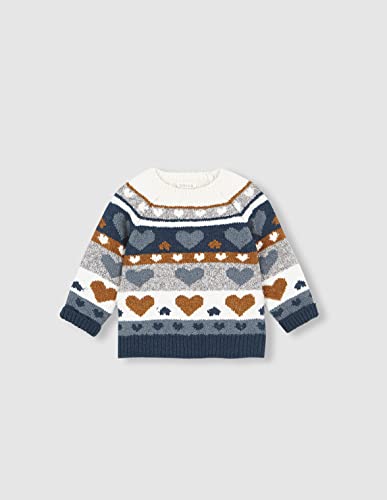 Gocco Dziecięca koszulka dziewczęca Intarsia Corazones sweter, Verde Petroleo, 12 miesi?cy