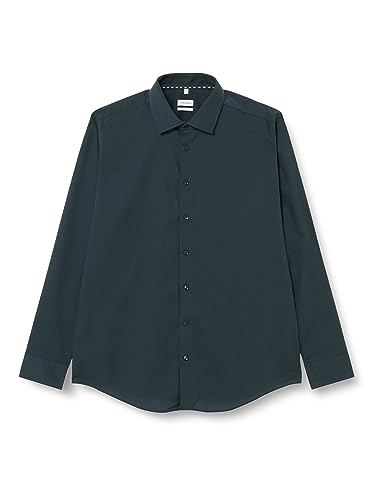 Seidensticker Męska koszula slim fit z długim rękawem, ciemnozielony, 39