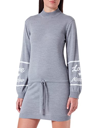 Love Moschino Damska sukienka turtleneck Blended Wool Dress, Melange Dark Grey, 40