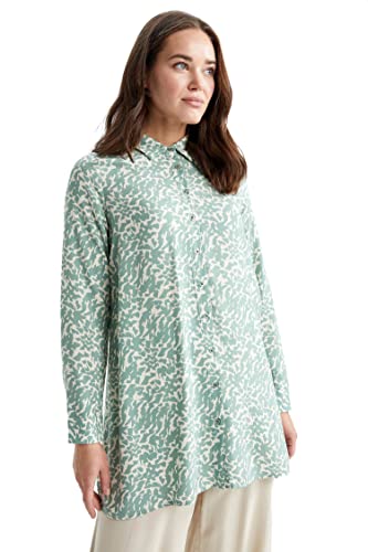 DeFacto Damska bluzka z długim rękawem, koszula z guzikami, do noszenia na co dzień, miętowy, XL