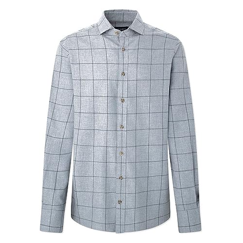Hackett London Męska koszula flanelowa z okienkiem, Szary (szary), XL