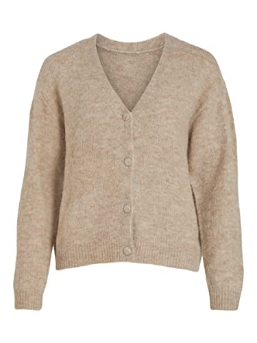 Vila Women's VIJAMINA Oversize L/S Knit kardigan-NOOS kurtka dzianinowa, naturalny melanż, M, Naturalny melanż, M