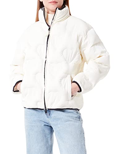 Love Moschino Matt Technical Fabric Thermo Quilted with Hearts. Kurtka damska, krem, 34