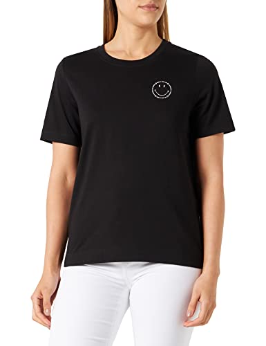 s.Oliver Damska koszulka z nadrukiem Smiley, Schwarz, 32