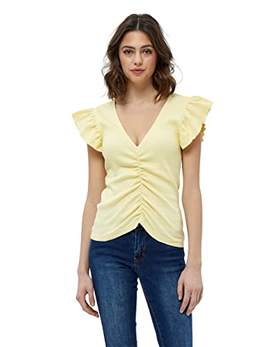 DESIRES Damska koszulka Dareen GOTS Ruche Tee T-Shirt, żółty, L