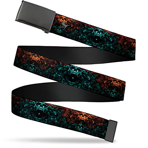 Klamra w dół męski pasek do paska do tatuażu Johnny Skull 3,8 cm szerokości - do 102 cm rozmiar spodni