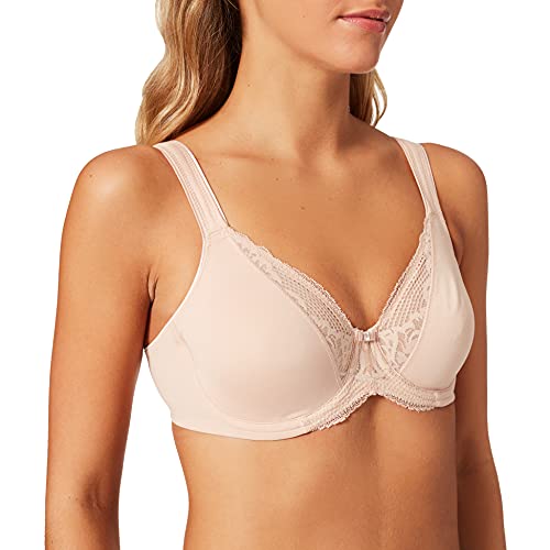 Triumph Damski nowoczesny biustonosz koronkowy + bawełna W, Neutralny beżowy, 85F