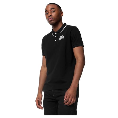 Lonsdale Męska koszulka polo o regularnym kroju BALLYGALLEY Black/White L, czarny/biały, L 117349
