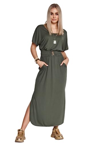 Makadamia Damska sukienka na co dzień, khaki, 36-38