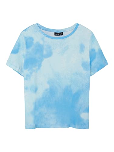 Name It Dziewczęca kamizelka NLFFIE SS Crop R Top, czepek pływacki/AOP: TIE DYE, 158/164, Czepek pływacki/Aop: tie Dye, 158-164