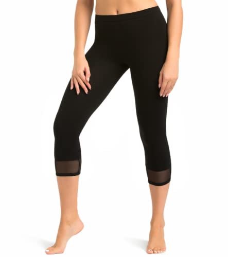 Teyli Damskie legginsy bawełniane 3/4 Glamo, czarny, M