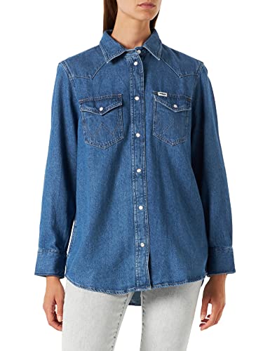 Wrangler Damska koszulka Heritage, Mid Indigo, M