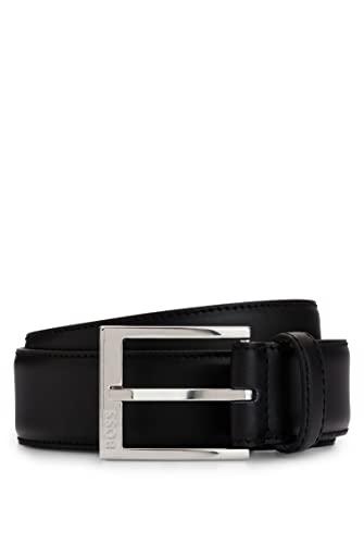 BOSS Męski pasek Ellotyo Sz35 z włoskiej skóry z zapięciem z logo, czarny (Black1), 90