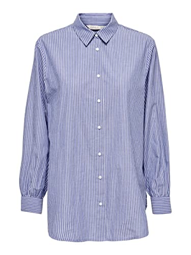 ONLY Damska koszulka Onlnora New Stripe L/S WVN Noos Bluzka, Bleached Denim/Stripes:white, XXS