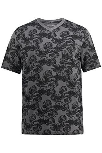JP 1880 Męski t-shirt z rękawami do łokci z kwiatowym nadrukiem, kolor antracytowy, L, antracytowy, L