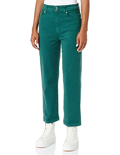 Love Moschino Cropped Garment Dyed Twill z Black Shiny Back Tag Damskie spodnie swobodne, zielony, 38