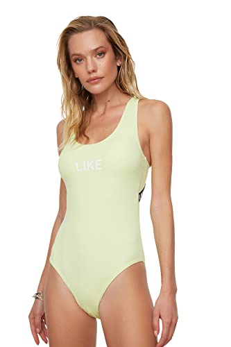 Trendyol Women's Slogan-opony, szczegółowy kostium kąpielowy One Piece Swimsuit, miętowy, 40