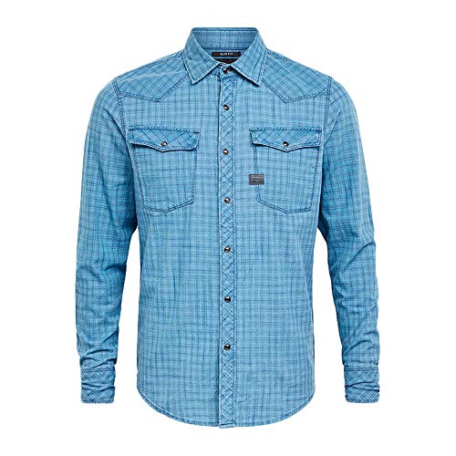 G-STAR RAW Koszula męska 3301 Slim, Wielokolorowy (Sun Faded Bronze Green Check D16621-c122-b667), S