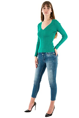 Morgan damski sweter z długim rękawem z dekoltem w serek MJUN średniozielony TM, Zieleń warzywna, M