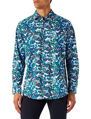 Seidensticker Męska koszula biznesowa - Regular Fit - kołnierz Kent - długi rękaw - 100% bawełna, turkusowy, 44