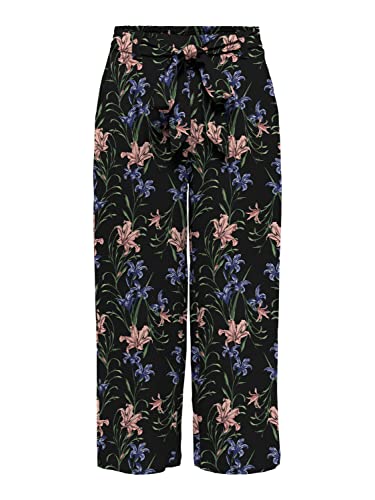 ONLY Damskie spodnie Onlnova Life Crop Pant AOP Ptm Palazzo, Czarny/Aop: 357 Wild Flowers, 36