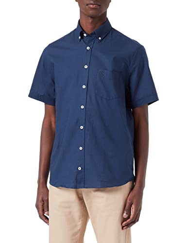 bugatti Męska koszula 9450-38340 z kołnierzykiem na guziki, granatowa-390, regularna, Marine-390, M