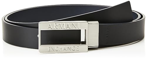Armani Exchange Casual Leather, pasek z logo Buckle Belt, granatowy czarny/niebieski, jeden rozmiar