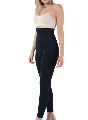 Formeasy Legginsy modelujące figurę – nieprzezroczyste dla kobiet w kolorze czarnym, legginsy formujące, mocne legginsy wyszczuplające, modelujące, wyszczuplające, eleganckie 100, czarny, XXL