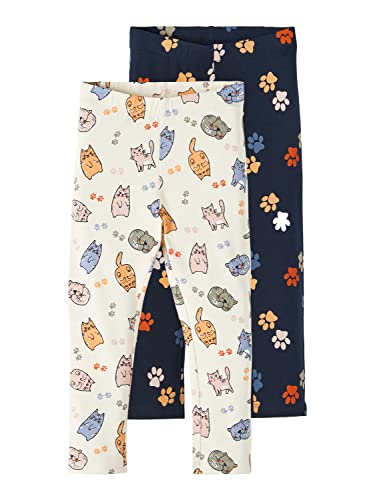 NAME IT Dziewczęce legginsy NMFTONE 2P, krem maślany, 98, Buttercream, 98 cm