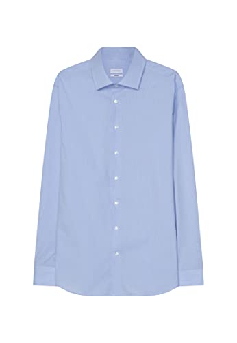 Seidensticker Męska sukienka koszula formalna koszula biznesowa dopasowana dopasowana obroża z długim rękawem Kent nie wymaga prasowania w kratkę, Multicoloured (Light Blue 12), 36 PL