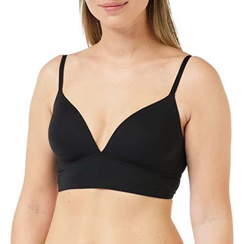 Athena - Biustonosz damski Easy Second Skin Bustier - Biustonosz z fiszbinami, zakrzywiony i idealny biustonosz - Ultra Stretch mikrofibra, czarny, L